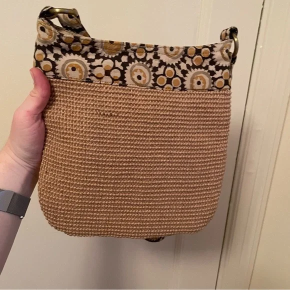 GreenJute “Hipster” Crossbody Bag - beige navy - zipper - Picture 8 of 12